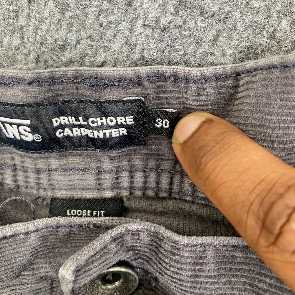 Vans Drill Chore Carpenter Pants Mens 30 Gray Corduroy Loose Fit Workwear Skater - Picture 5 of 11